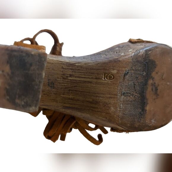 Groove Midnight Fringe Wooden Wedge Sandal Platform Brown Suede Size 9 - Picture 10 of 10